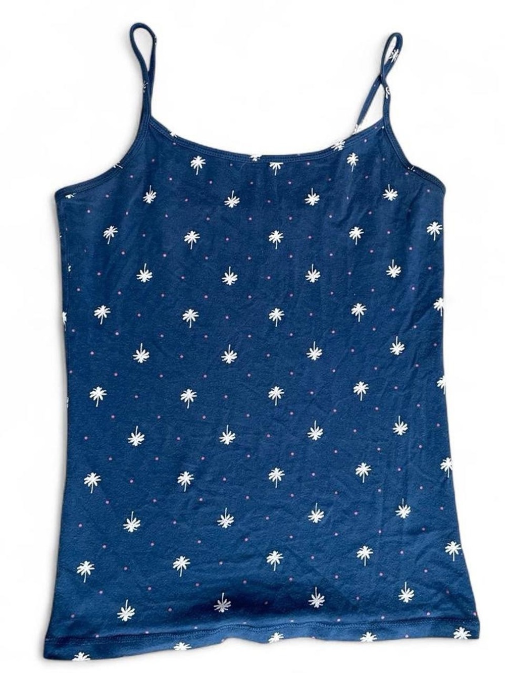 Aeropostale Navy Palm-Print Spaghetti Strap Tank Top